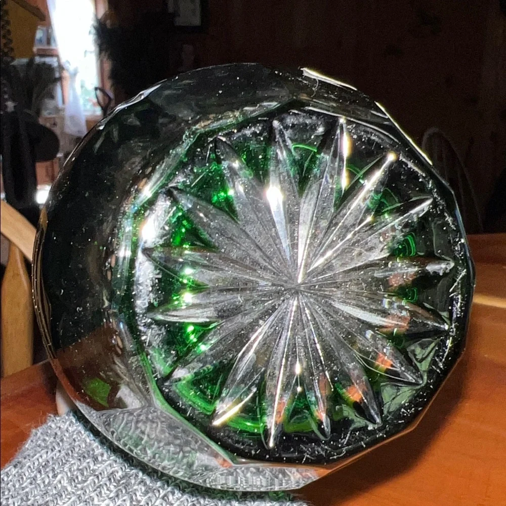 Vintage Green Nachtmann Crystal Decanter Cut to Clear Traube Grape Bavaria